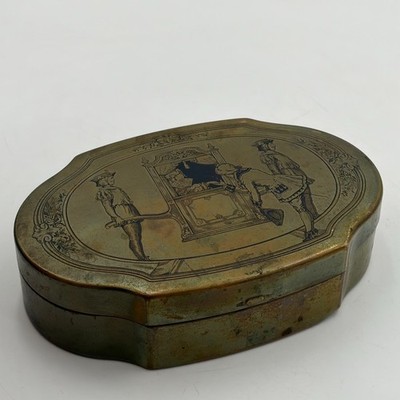 Brass Schraffts Candy Tin Boston Mass Princess in Carriage One Pound Vintage USA