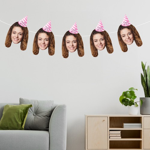 Custom Face Bunting with Party Hat & Age | Funny Personalised Birthday Banner - Picture 281 of 282