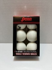 PENN 6-PK 40mm TABLE TENNIS BALLS White PING PONG 1-Star Recreational Official