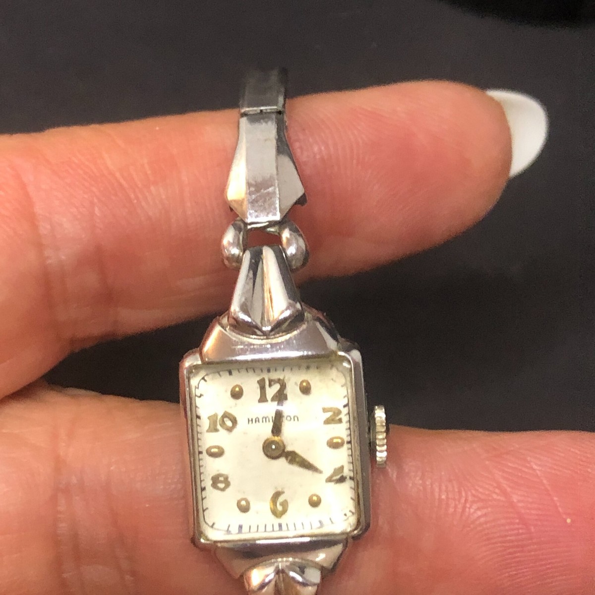 Vintage Ladies Hamilton 10K Gold Filled Square Wind Up Watch