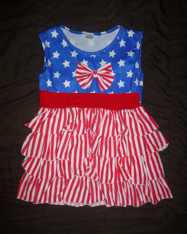 NEW Boutique Girls 4th of July Patriotic Ruffle Tunic Shirt Size 5-6