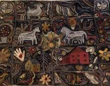 MY PRIMITIVE THINGS LARGE ~ LINEN RUG PATTERN