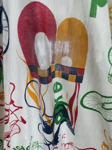 70s VTG Bike Novelty Fabric Bicycle Biker Primary Colors 3 Yds Red Blue Yellow - Picture 10 of 17