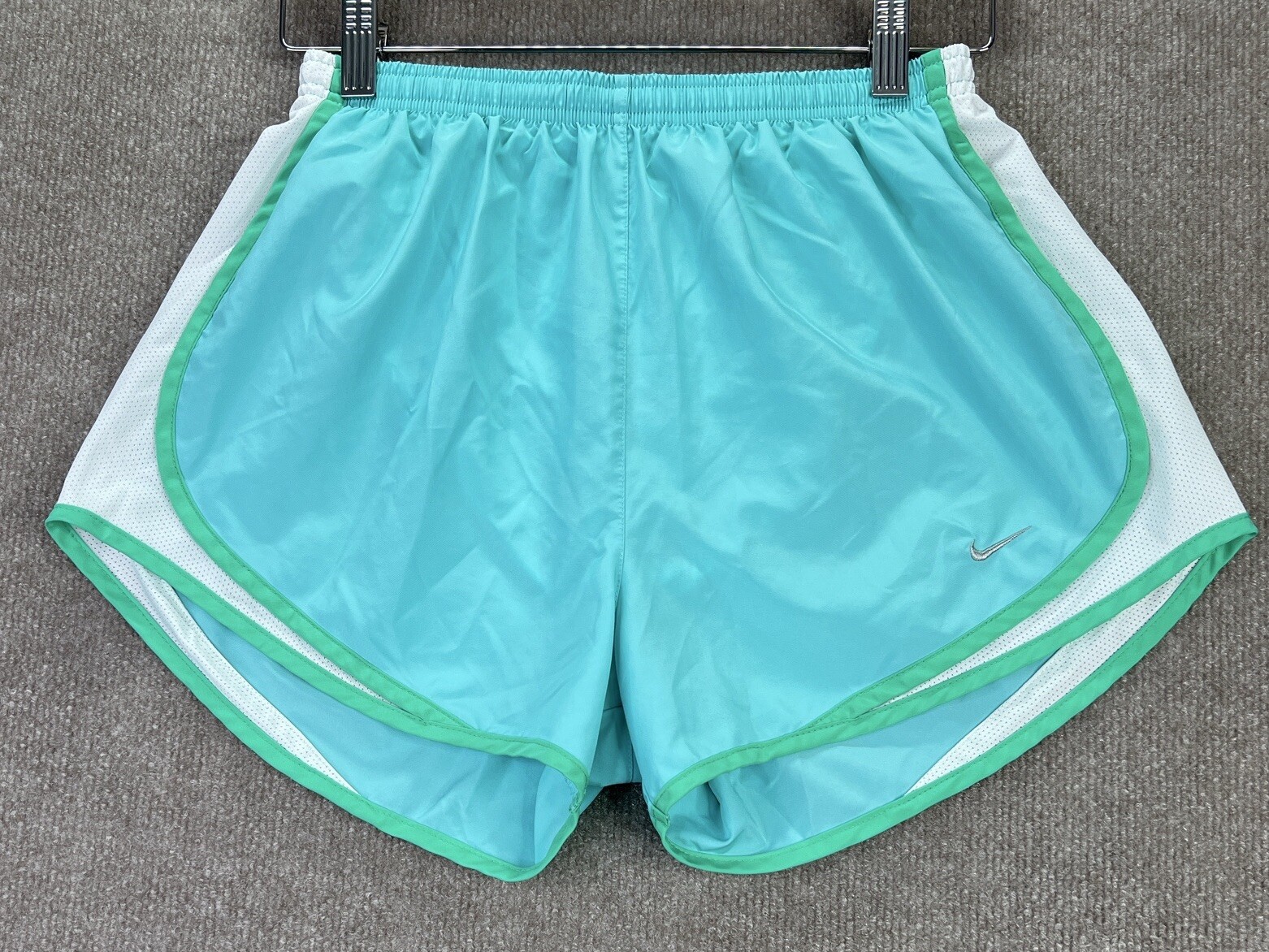 Nike Dri-Fit Tempo Womens Medium Aqua Green Running Athletic Lined Shorts
