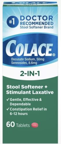 Colace® 2-IN-1 Stool Softener with Stimulant Laxative Tablets, 100 mg, 60 Count