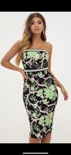 BLACK AND GREEN PRETTY LITTLE THING DRESS