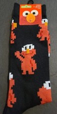 NEW Sesame Street black Elmo Socks crews 10-13 1 pair Mens high point FAST SHIP 
