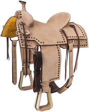 14" Western Ranch Saddle - Boulder Roper by Royal King - Roughout Leather