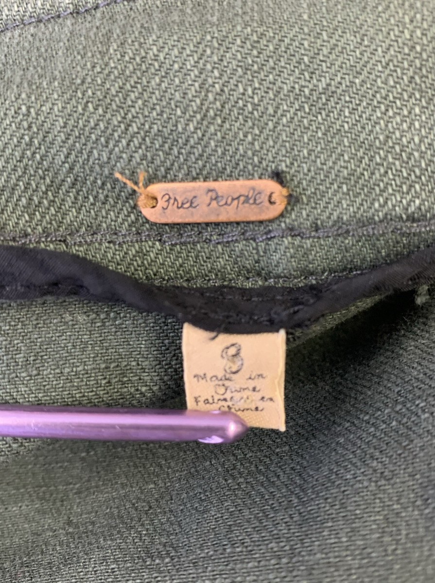 Veste Moto Free People Femme Vert Olive Taille S – Asymétrique Zippée
