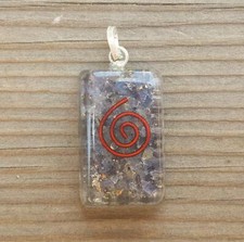 ORGONE BLUE AVENTURINE GEMSTONE RECTANGLE PENDANT ORGONITE ONE