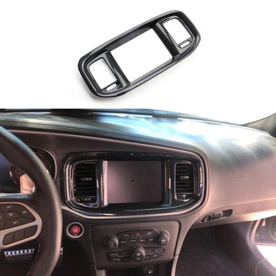 GPS Navigation Screen Frame Trim Bezels For Dodge Charger 2015 Red Carbon Fiber