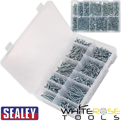 Sealey Blechschrauben Sortiment 600tlg Senkkopf Pozi Zink Box DIY