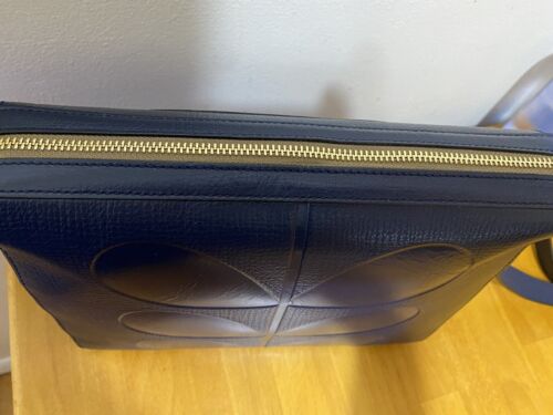 New Orla Kiely Stem Large Iris Blue Leather Bag - Picture 14 of 24