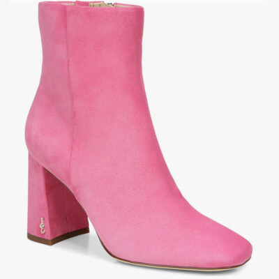 NEW Sam Edelman Sizes Codie Square Toe Bootie Pink Confetti  Leather