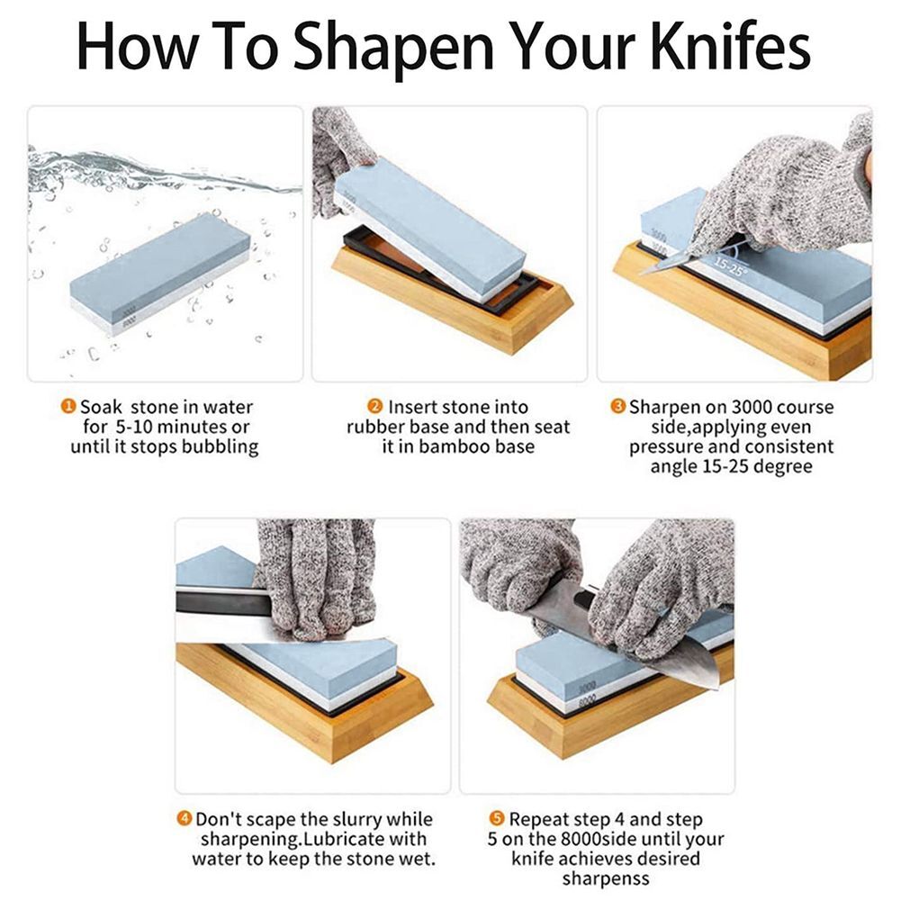 Knife Sharpening Water Stone Dual Whetstone Set 400 1000 3000 8000 Grit eBay