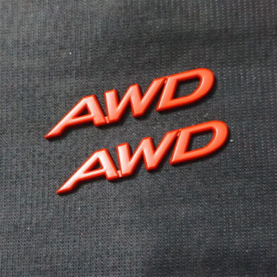 2x Matte Red AWD Metal Emblem Decal Sticker Badge 3D Speed Engine Hatchback Auto