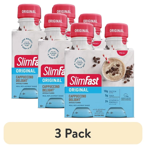 (3 pack) SlimFast Original Cappuccino Delight Meal Replacement Shakes , 4pk