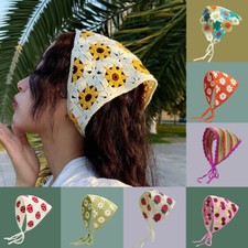 Crochet Head Kerchief Hair Scarf Hair Band Floral Hair Bandana Elastic Headban e