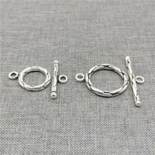 Sterling Silver Circle Toggle Clasp w/ Detail for Bracelet Necklace