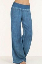 Womens Denim Wide Leg Long Pants Thin High Waist Palazzo Harem Jeans Trousers