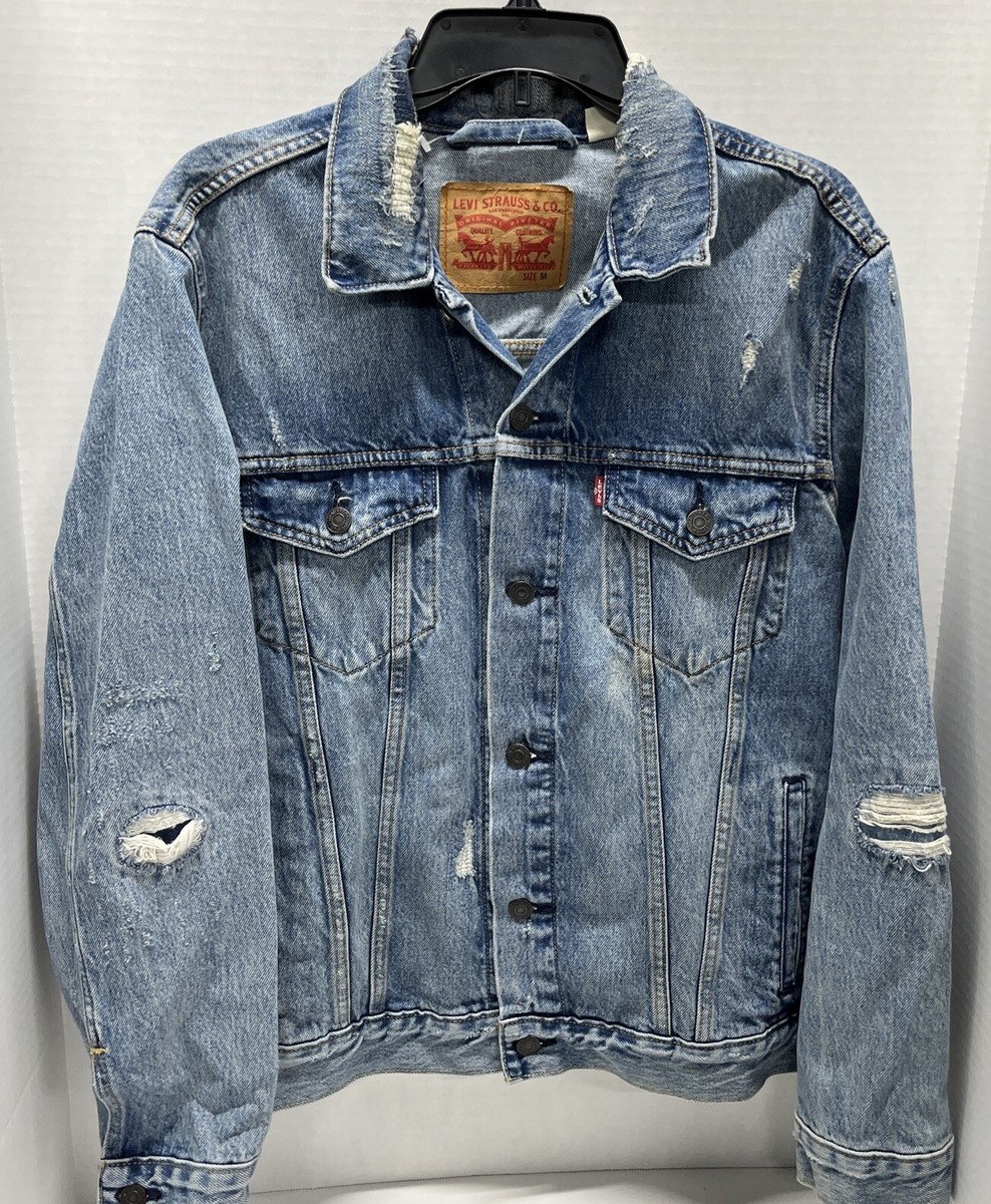 72334 Levi's Mens Stonewash Blue Denim Trucker Jean Jacket Size