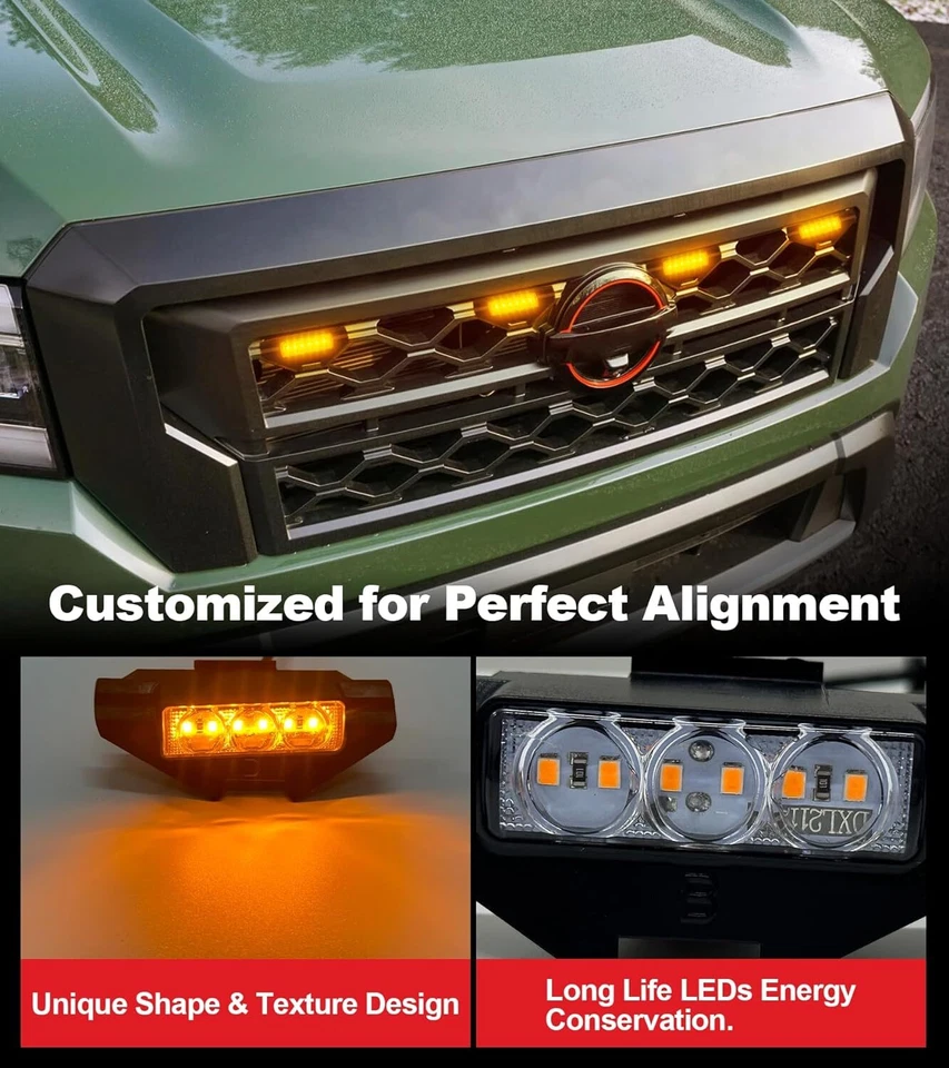 Front Grill Lights for Nissan Frontier 2022 2023 2024 4X X S SV OEM Raptor Light - Image 2 of 4