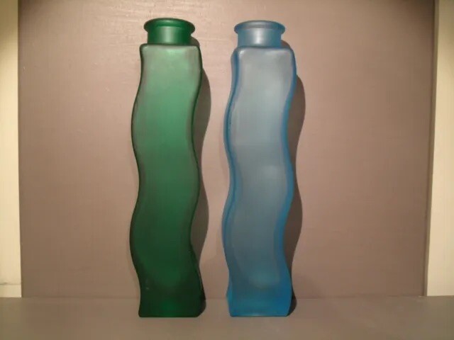 Vintage 90's IKEA “Skamt” Wavy/Squiggle Vase, Frosted Dark Blue