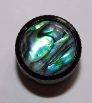 Metall Knopf Dome Domeknopf Reglerknopf Potiknopf schwarz Abalone Einlage Inlay