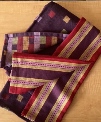 The Pampered Chef Stripe & Tiles Kitchen Towels Retired Set of 2 - 100% Cotton