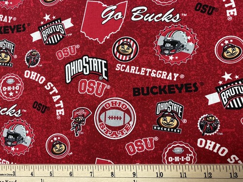 OHIO STATE UNIVERSITY BUCKEYES, Hm St, 1/4 iarda (9” x 42”) tessuto 100% cotone