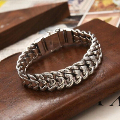 Real 925 Sterling Silver Unique 16mm Wider Curb Link Men's Bracelet 8.27inch