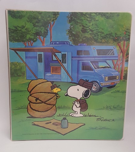 SNOOPY Camping Scouts 3 Ring Binder Folder Vtg 1965 Woodstock Butterfly Original - Picture 5 of 24