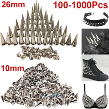 100-1000Pcs Cone Spikes Screwback Studs Rivets for Punk Style Clothing DIY Craft