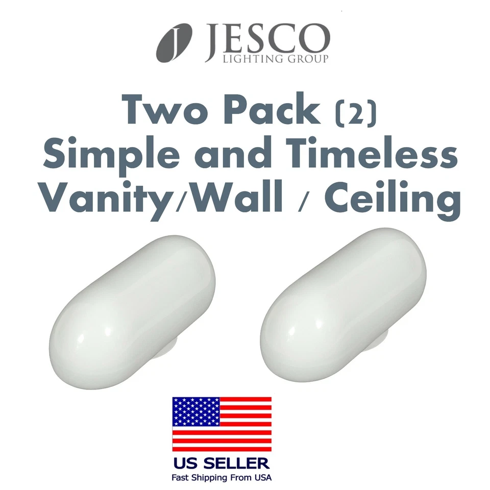 JESCO 2-PACK Simple Opal Glass Vanity Wall mounted Lighting Fixture