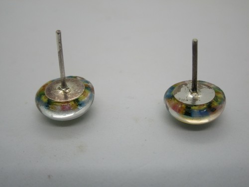 Vintage Ladies Set of Millefiori Pierced Earrings and Millefiori Pin ~ Exquisite - Picture 3 of 5