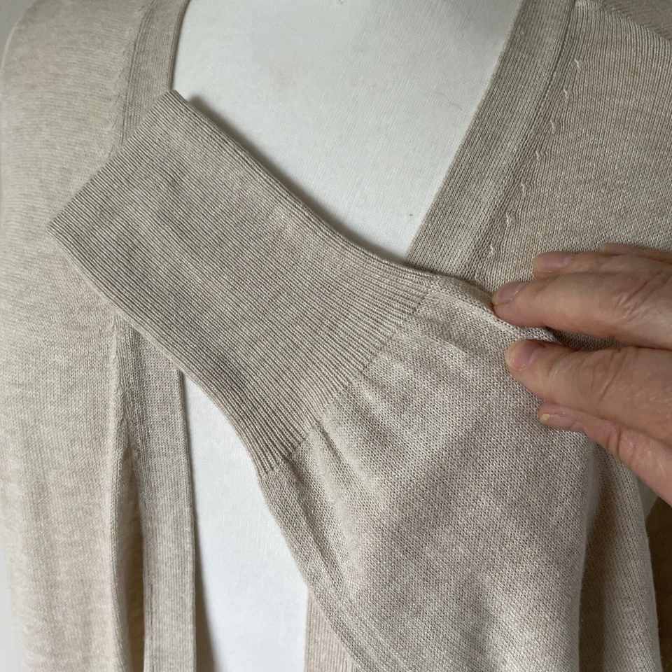 Tu Longline Cardigan Size 14 Natural Ecru Beige Viscose/Linen Blend Elegant - Image 4 of 4
