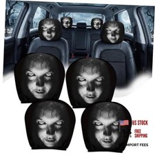 4 PCS Ghost Face Headrest Covers,Scary Headrest Covers for Cars 04