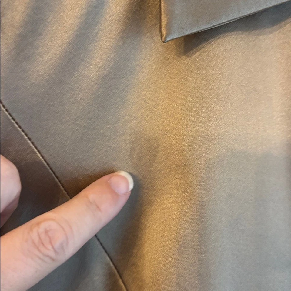 Abrigo de noche vintage Talbots 100 % seda elegante marrón/cobre para mujer gabardina 8P usado en excelente estado Foto 4 de 4