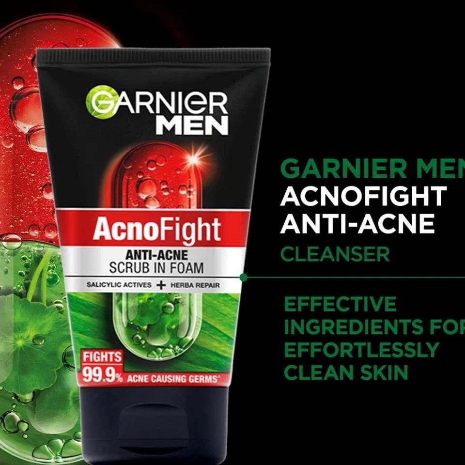 GARNIER MEN Acno Fight Scrub in Foam Anti- Acne  Facial Cleanser 100ml - Image 4 of 4