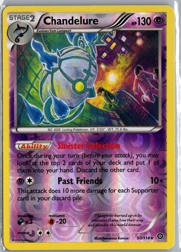 Chandelure 50/114 Rare Steam Siege Pokemon Reverse Holo Near Mint
