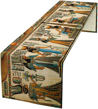 Egypt Table Runner,Ancient Egyptian History Mural Old Hieroglyphic Elements Impe