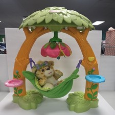 VINTAGE FISHER PRICE SNUGGLEKINS CHEETAH BABY AND TREE HAMMOCK PLAYSET EUC 