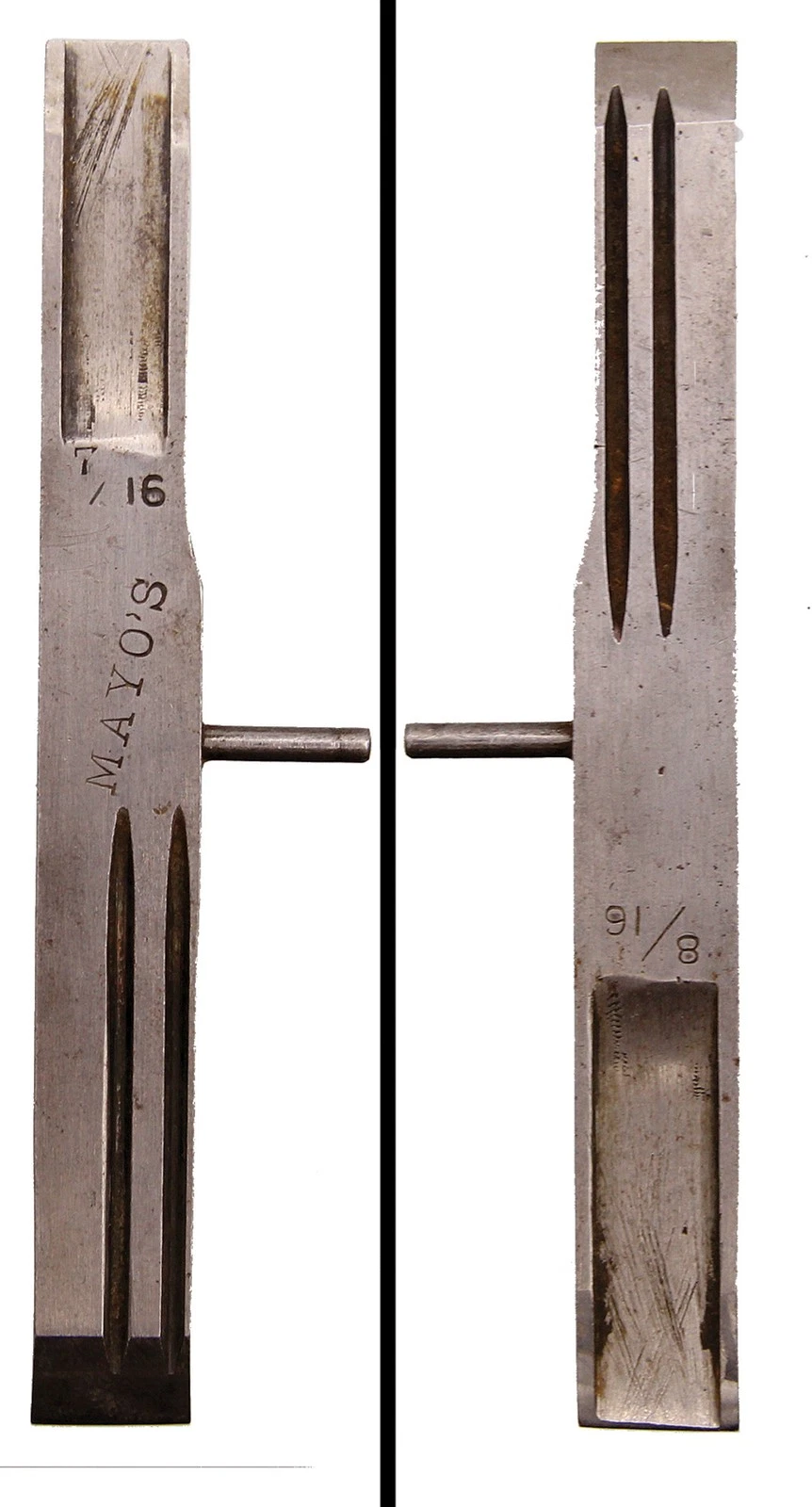 Orig. Phillips Improved Plane 7/16 & 8/16 Inch Plow Cutting Iron -mjdtoolparts