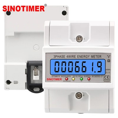 Energy Meter Wattmeter Din Rail 380v 100a 3 Phase 4 Wire Electronic Watt Kwh Lcd
