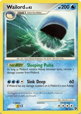 POKEMON Wailord #30/106 Normal Great Encounters NM