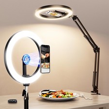 Magnetic Ring Light with Stand with Holder,Overhead Mount for Desk,10" LED Tr...