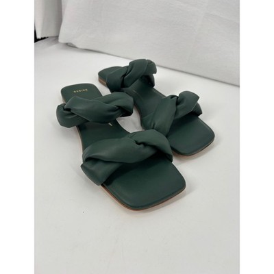 Nubikk Twisted Puff Strap Leather Slide Sandals Womens 42 Green Square Toe