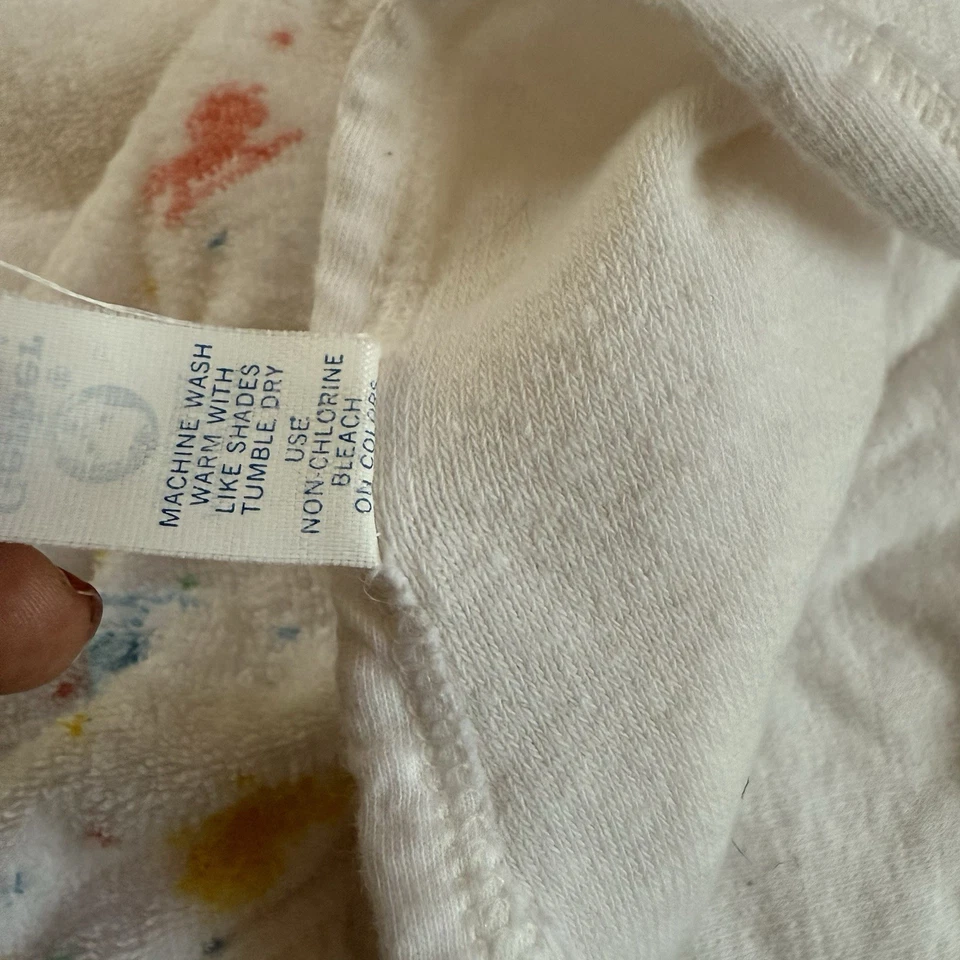 Toalla de baño vintage Gerber Terry tela bebé blanco mecedor caballo capucha impresa Foto 4 de 4