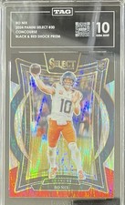 2024 Panini Select - Concourse #30 Bo Nix Black & Red Shock Prizm (RC). Gem 10.