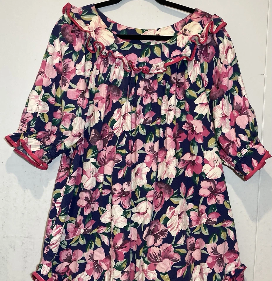 Vintage Tori Richard Hawaiian Floral Midi Maxi Dress Ruffles MuuMuu Size M - Image 2 of 4